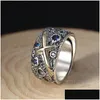 Paar Ringen Real S925 Sier Goud Kleur Cross Mannen Ring Top Kwaliteit Thai Blue Starry Retro Open Verjaardagscadeau Sieraden Whole1692931 Drop Dhv3Q