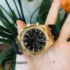 Последние лучшие наручные часы AP Наручные часы Royal Oak Series 26240или розовое золото с черным поясом Мужская мода Досуг Бизнес Спорт Назад Прозрачные механические часы