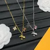 Four Leaf Clover Bird Enamel Letter Copper Necklace Women Wedding Birthday Party Accessories Hiphop Jewelry Gift With Original Dust Bag Box