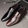 Patent Leather Business Men Shoes Formal Slip on Dress Shoes Men's Oxfords Footwear Alligator Pattern Leather Shoes for Man 240304