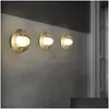 Wall Lamps Led Wall Sconce Glowing Orb Cast Blown Glass Lamp Modern Clear Crystal Hemisphere Lighting Porch Staircase El Bar Vanity Li Dheba