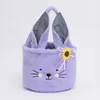New Furry Plush Bunny Easter Basket Handbag Bags Rabbit Egg Basket Hunt Bags Canvas Cotton Bucket Tote With Fluffy Tail For Party Decoration