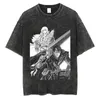 Men's T Shirts Anime Graphic T-shirt For Men Women Vintage Black Washed Cotton Tees Tops Oversized Tshirt Harajuku Gothic Streetwear Outfits