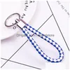 Keychains & Lanyards New Handmade Pu Leather Keychain Braided String Rope Metal Key Ring Woven Cord Chains Holder Diy Jewelry Accesso Dhyuc