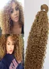 Extensões de cabelo humano afro encaracolado, extensões de cabelo humano brasileiro, morango, mel, loiro, remy, 100 gramas por peça 6333158