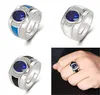 Wedding Rings Classic Men Band White Gold Plated Inlay Round Cut Blue Zircon Men039S Ring Casual Business Open Anniversary Jewe9134165