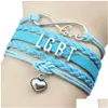 Charme Pulseiras Moda Lgbt Gay Lésbica Couro Envoltório Pulseiras Trançada Corda Infinito Amor Coração Charme Bangle Para Mulheres Homens Friendshi Dh7L4