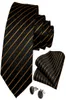 HiTie набор галстуков на шею под частной маркой, шелковый мужской черный и золотой галстук в полоску, комплект Drop N73311631089