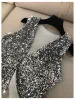 Vesten Mode Dames Nieuwe Zware Industrie Sprankelende Pailletten Vest Losse Kant Korte Honderd Bijpassende Shirts Klein Vest Tops