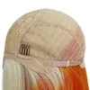 Perucas de cabelo sintético curto bob reto peruca dianteira do laço ombre dois tons loira laranja para mulheres negras comprimento do ombro fibra de calor 240306