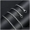 Chains M Stainless Steel Twisted Rope Chain Necklaces For Men Women Gold Black Hip Hop Titanium Choker Fashion Party Jewelry Drop Deli Dhw78