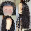 Synthetic Wigs Red Lace Frontal Wig Curly Human Hair Deep Wave 13X4 Transparent Front For Black Women Pre Plucked Drop Delivery Produ Dhqt4