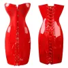 Jurk Hot Zwart/Rood Lange PVC Lederen Corset Jurk Sexy Vrouwen Gothic Taille Tranier Body Slim Club Vinyl Latex mini Jurk S2XL