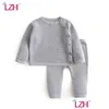 Clothing Sets Lzh 2021 Summer Spring Warm Baby Sweater Suit Knitted Solid Color Born Girl Clothes Cotton Soft Two-Piece Drop Delivery Dhxow