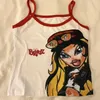 Damen T-Shirt Mädchen Y2k 2000er Jahre Cartoon Anime Druck Tank Top Sommer Vintage Rundhalsausschnitt Crop Tops Harajuku Streetwear Grunge sexy Korsett