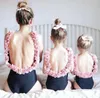 Family Parentchild Flower Backless Onepiece Baddräkter Kvinnor Girls WhiteBlack Swimwear Beachwear Jumpsuit Bathing Suit8426636