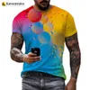 Men's T-Shirts High Quality Rainbow Paint Splatter 3D Print T-shirt Men Women Fashion Casual T Shirt Street Harajuku Camiseta Hombre Cool TopsL2402