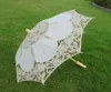 Parasols ślub koronkowy parasol bawełniany haft ślubny biało beżowy parasol słońce na dekorację Pography2637590