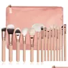 Makeup Brushes Brand Best Quality 15Pcs/Set Brush With Pu Bag Professional For Powder Foundation B Eyeshadow Eyeliner Blending Drop D Dhtsk