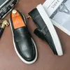 Sapatos vulcanizados masculinos pretos slip-on tênis de couro sintético marrom para homens tamanhos 38-46