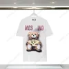 2024 Spring/Summer Moschinoes Women t shirt Teddy bear hand drawn sketch print loose fitting unisex short sleeved T-shirt pure cotton trendy version yhv