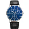 Three Eyes Flat Watch Quartz Classic Fashion Mens WristWatch217J