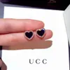 Stud 2024 Stud 925 sterling silver heart stud earrings for women 18K rose gold shining crystal ear rings jewelry for party 240306