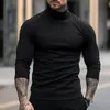 Halb Stehkragen Männer Solide Langarm T-shirts Frühling Herbst Männliche Kleidung Tees Vielseitige Mode Grundlegende Bodenbildung Casual Tops 240226