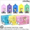 UZY Bang Digital 15000 Puffs Caja de cigarrillos electrónicos desechables Puff 15K Bobina de malla Vaper recargable 0% 2% 3% 5% 16 colores vs 12K 12000 13000