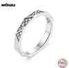 Ring Wostu 925 Sterling Silver Dazzling Cubic Zirconia Pave Finger Rings for Women Wedding Statement Smycken CQR6545815073