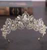 Underbara mousserande stora kristallbröllop diamante tävling tiaras hårband kristall brud kronor för brudar huvudstycke silver guld h8210338