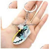 Keychains & Lanyards Keychains Lanyards Designer Shoes 3D Joint Cartoon Basketball Shoe Keychain Stereoscopic Sneaker Key Chain Top Q Dh4Nq