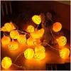 Led-snaren Snaren Led Outdoor Halloween-decoraties Verlichting 1020 Pompoen Spider Bat Skl-snaarlicht Werkt op batterijen voor binnengedeelte Dh8Td