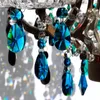 Chandelier Crystal Camal 5pcs Peacock Blue 38mm Teardrop Glass Pendant Prisms SunCatcher Garland Part Wedding Party Home Hanging