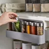 Hooks Under-Shelf Spice Organizer Seasoning Bottle Storage Rack Cabinet Kitchen Jars Organizers Punch-free Holder