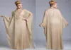 2020 Neue Luxus Champagner Dubai Islamische Kaftan Abendkleider Chiffon Kristall Arabisch Lange Ärmel Perlen Sweep Zug Abendkleid P5743055