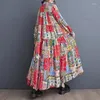 カジュアルドレス2024春と秋の韓国版ルーズ大型ドレス印刷されたミッドレングスアートレトロ長袖服Z4701