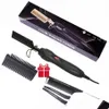 Alisadores de cabelo Leeons Black Comb Straightener Flat Ferro Elétrico Aquecimento Molhado e Seco Curler Straight Styler Curling 230323 Drop D Dhzqp