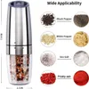 Gravity Electric Pepper and Salt Grinder Pepper Mills Automatic Spice Grinder Seasoning Bottle Food Mills Adjustable Coarseness 240304
