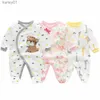 Footies 3-12m Spring Autumn Baby Boy Girls Romper Print Långärmade Footies Spädbarn Baby Onesie Cartoon Embroidered Tiger Baby Underwear YQ240306