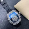 Orologi cinturino nero di alta qualità quadrante con teschio orologio ghiacciato regalo alla moda relojes orologio da polso di design con movimento meccanico automatico di alta qualità sb057 C4