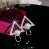 Orecchini a bottone coreano semplice triangolo geometrico orecchini a bottone per le donne simulazione elegante perla regali di gioielli per feste di moda femminile