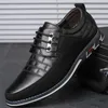 Modemärke klassisk casual pu läder svart andningsbar affär snörning män skor stor storlek 240306