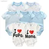 Footies 7 PCS / LOT Mamelucos de manga corta para bebés 100% monos de algodón Ropa nacida Roupas de bebe Boys Girls Mono Ropa 210824 240306