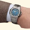 2020 Nuevo estilo Movimiento automático 15711 Moon Blue Dial Men Mira banda de acero inoxidable Reloj Montre Homme6037884