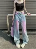 Jeans Frauen Retro Jeans Waschen Lila Street Hip Hop Casual Breite Bein Vintage Demin Hosen Y2k Lose Gerade Hosen Weibliche 2023