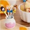 Forchette 6 pezzi / set simpatico cartone animato principessa acciaio inossidabile dessert set di frutta scelte alimentari per bambini cucchiaio e forchetta Bento consegna a domicilio G Dhgxr