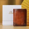 Money Clips Mens leather wallet top layer leather retro casual mini coin wallet anti-theft small passport bag made of leather L240306