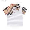 T-Shirts Baby Jungen Umlegekragen T-Shirts Sommer Kinder Kurzarm Plaid T-Shirt Stil Kinder Baumwolle Tops T-Shirts Jungen Shirts 240306