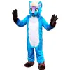 Aantrekkelijk blauw Husky Fox-mascottekostuum Wandelen Halloween Grootschalig reclamespeelpak Feestrollenspelkostuum